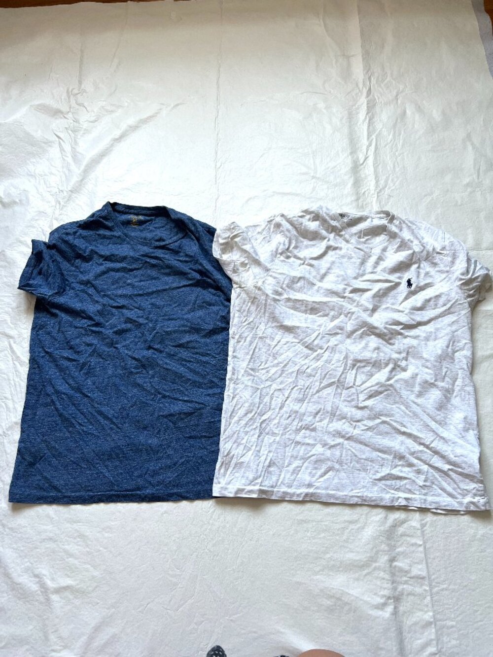 Polo Ralph Lauren T shirts mens medium bundle of 2 light gray heathered blue tee